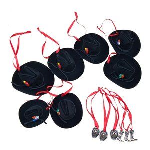 Southwestern Cowboy Hat Christmas Ornaments & Metal Hats Boots